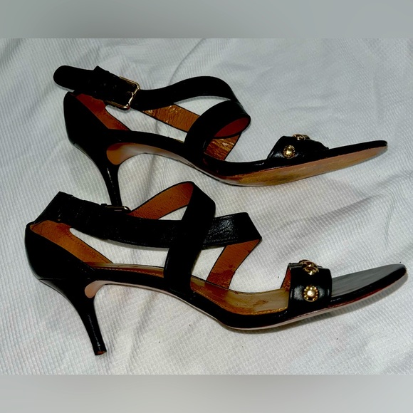 Coach, size 9.5 black, leather gold studs & buckle heel sandals.plsSee all pics - Picture 4 of 11